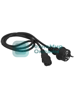 Шнур питания C13-Schuko прямая, 3х0.75, 220В, 10А, черный, 1 метр