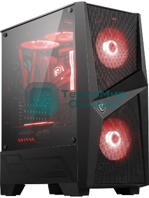 Компьютерный корпус MSI MAG FORGE 100M/mid-tower, ATX, tempered glass side panel/2x RGb 120мм & 1x 120мм fans inc./MAG FORGE 100M