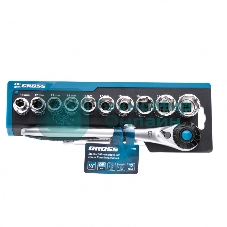 Набор торцевых головок Gross трещотка 120 зубьев, 12 предметов, 1/2