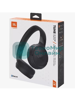 Беспроводные наушники JBL Tune 520BT черный, накладные, Bluetooth, быстрая зарядка