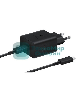 Сетевое зарядное устройство Samsung 45W (USB Type-C порт, кабель USB Type-C в комплекте), черное