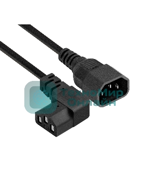 Кабель питания ExeGate Power EC-0,5P (C13 угловой->C14, VDE-250V-3*0.75мм2, медь, черный, 10A, 0.5м)