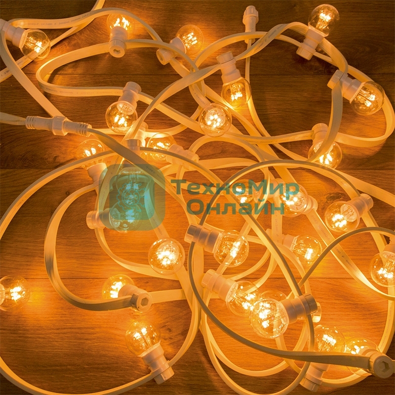 Гирлянда Neon-night LED Galaxy Bulb String 10м, белый каучук, 30 лампx6 LED теплый белый, влагостойкая IP65