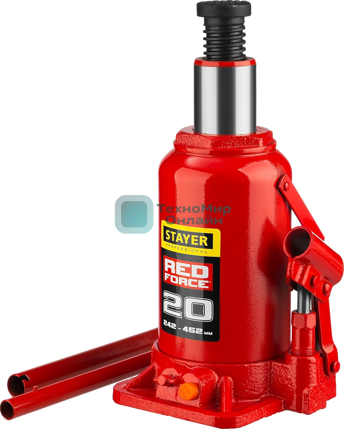 Домкрат STAYER 43160-20_z01 гидравлический бутылочный red force 20т 242-452мм