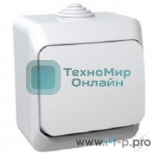 Выключатель 10 АХ, белый, ЭТЮД IP44 О/У 1-клавишный