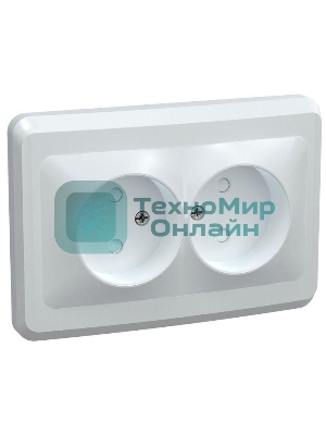 Розетка 2-м СП Вега РС12-2-ВБ без заземл. контакта без защ. штор 10А белый IEK ERV20-K01-10-DM