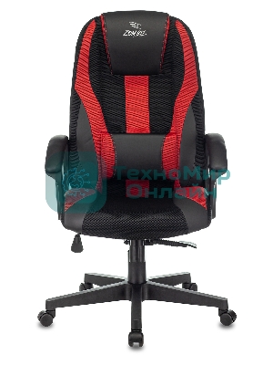 Кресло Zombie 9 черный/красный, экокожа, 120 кг, механизм качания