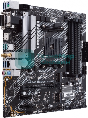 Материнская плата ASUS PRIME B550M-A WIFI II, AM4, AMD B550, 4xDDR4, 4xSATA, 2xM.2, 1xPCI-E 4.0 x16, 2xPCI-E x1, 1xDVI-D, 1xHDMI, 1xVGA, 1x 1Gb LAN, 2xUSB-A 3.2 Gen 2, 4xUSB-A 3.2 Gen 1, 3x3.5 мм, 7.1, Micro-ATX