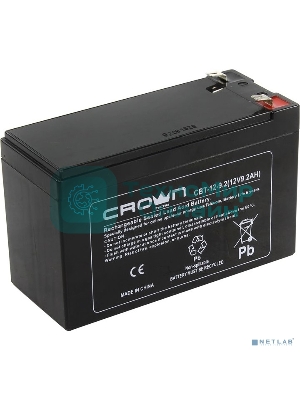 Батарея для ИБП CROWN CBT-12-9.2 (12V 9.2Ah) F2 срок службы 5 лет