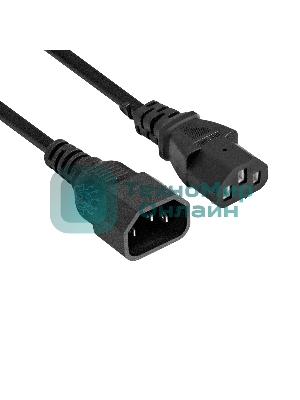 Кабель питания ExeGate Power EC-0,5P (C13->C14, VDE-250V-3*1.0мм2, медь, черный, 16A, 0.5 м)