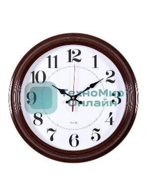 Часы настенные аналоговые Бюрократ WALLC-R85P D35см коричневый/белый