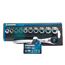 Набор торцевых головок Gross трещотка 120 зубьев, 3/8