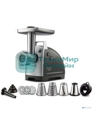 Мясорубка электрическая Moulinex ME682832 черный, 2000 Вт, 2.6 кг/мин, реверс, защита от перегрузки, насадки - 4