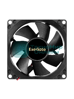 Вентилятор 12В DC ExeGate ExtraPower EP08025H2P (80x80x25 мм, Hydraulic bearing (гидродинамический), 2pin, 2800RPM, 24dBA)