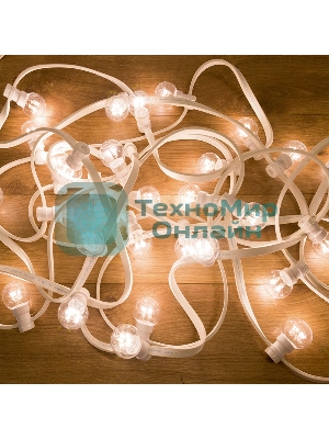 Гирлянда Neon-night LED Galaxy Bulb String 10м, белый каучук, 30 лампx6 LED белый, влагостойкая IP65