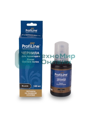 Чернила ProfiLine для принтеров Epson EcoTank 1100/1120/1140/1170/1180/1810/2120/2140/M2170/2700/2710/2711/2712/2714/2715/2720/2726/2750/2810/2811/2812/2814/2815/2820/2821/2826/L3110/3111/3150/3140/3160/3170/3180/3750/L4150/4156/416084700/4750/4800/6160/6170/6190/L6176/7700/7750/7160/7180/L7188/8500/8550/14150 на водной основе type-2 черный 140 мл