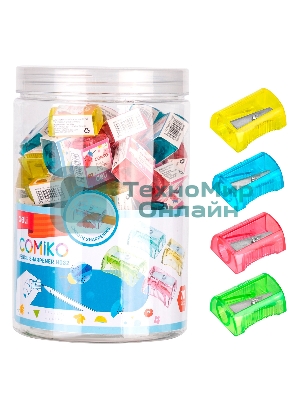 Точилка для карандашей ручная Deli EH032 Comico, 1 отверстие, пластик, ассорти, туба