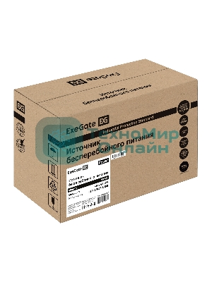 Источник бесперебойного питания ExeGate Power NB-650.LED.AVR.2SH.USB (650VA/390W, LED, AVR, 2*Schuko, USB, батарея 12V 7Ah, черный)