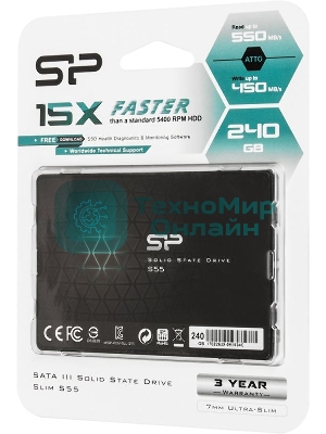 Накопитель SSD SiliconPower Slim S55, 240Gb, SATA, 2.5