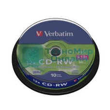 Диск CD-RW Verbatim 700Mb 10x Cake Box (10шт) (43480)