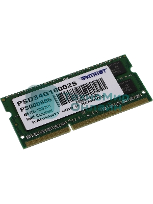 Оперативная память Patriot, DDR3, 4GB, (1x4 GB,), 1600 MHz, CL11, SO-DIMM