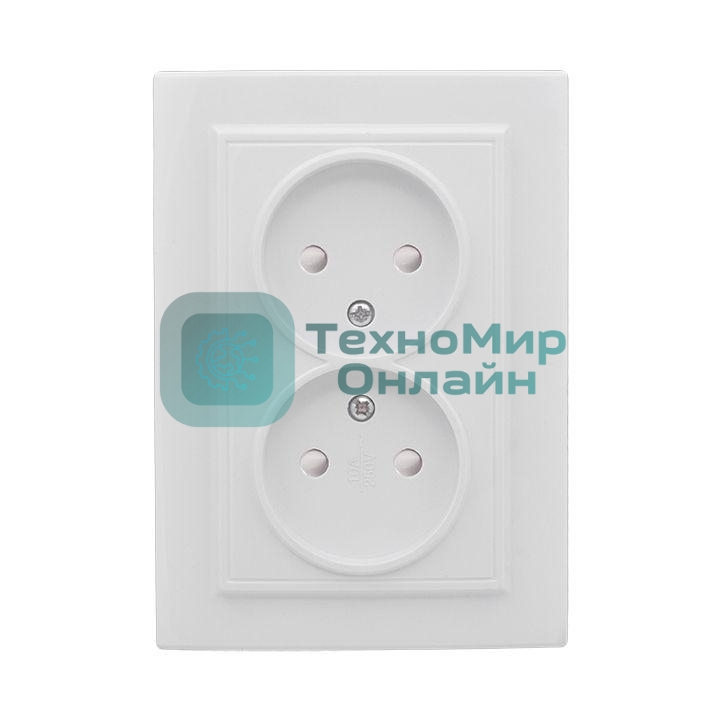 Розетка 2-м СП Минск 10А защ. шторки без заземл. бел. Basic EKF ERR10-102-100