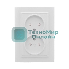 Розетка 2-м СП Минск 10А защ. шторки без заземл. бел. Basic EKF ERR10-102-100