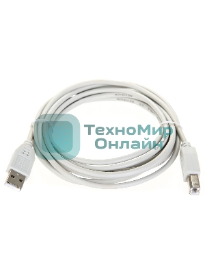Кабель AM/BM USB2.0 3м Telecom USB 2.0 A-->B 3.0m, белый/серый, TC6900-3.0M