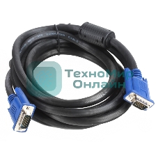 Кабель VGA 3м AOpen 2 фильтра, монитор-SVGA card 15M-15M, ACG341AD-3M