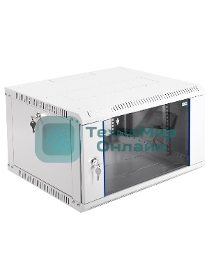 Шкаф телеком. настенный разборный 6U (600х520) дверь стекло, черный (ШРН-Э-6.500-9005)