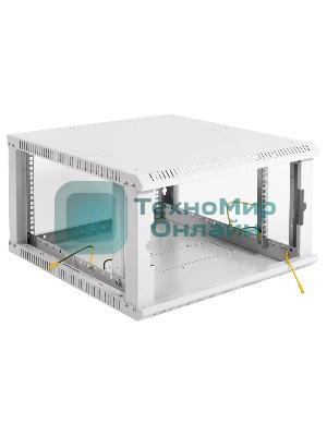 Шкаф телеком. настенный разборный 6U (600х520) дверь стекло, черный (ШРН-Э-6.500-9005)