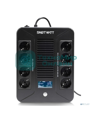 Источник бесперебойного питания SMARTWATT UPS SAFE PRO LCD 600 Line-interactive 600VA/360W Brick (Euro x8, USB, RJ11/RJ45 protection, LCD, 275x210x9