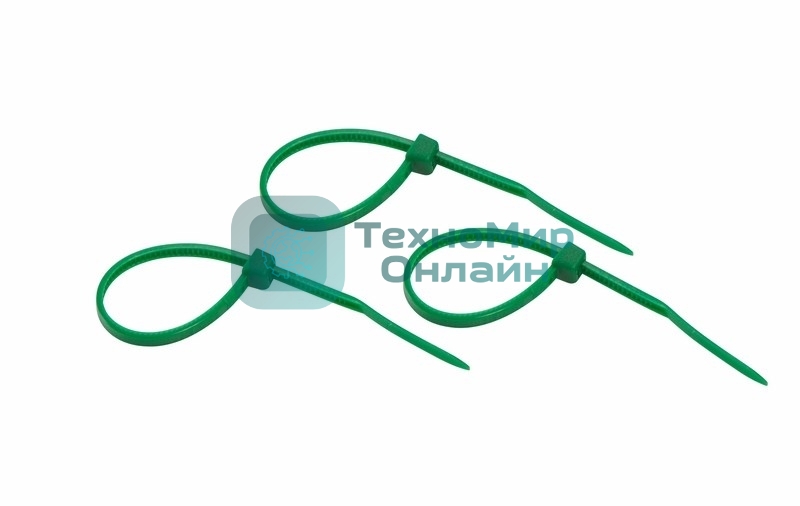 Хомут-стяжкa нeйлонoвая Rexant 100x2,5 мм, зеленая, упаковка 25 шт.