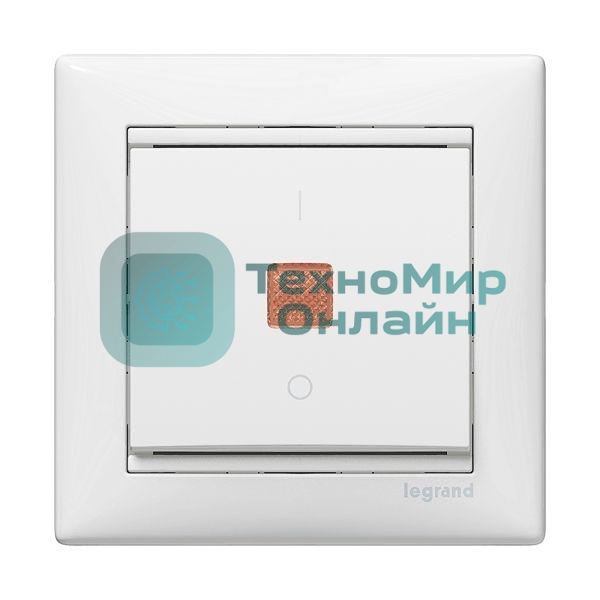 Механизм выключателя 1-кл. СП Valena 10А IP31 с зел. инд. бел. Legrand 774410