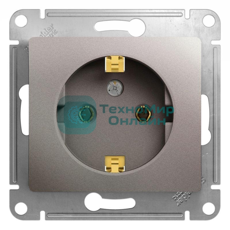 Розетка Systeme electric GSL001243 Glossa с заземлением,16А, 250В, механизм, платина