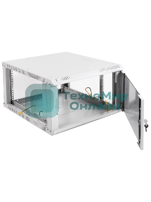 Шкаф телеком. настенный разборный 6U (600х520) дверь стекло, черный (ШРН-Э-6.500-9005)