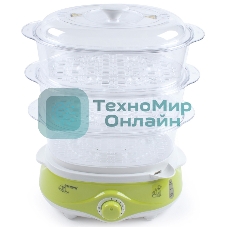 Пароварка электрическая Endever Vita-171, белый/зеленый, мощность 1000 Вт, объем 11 л