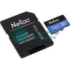 Флеш карта microSDHC 16Gb Netac P500 NT02P500STN-016G-R (с SD адаптером) 80Mb/s