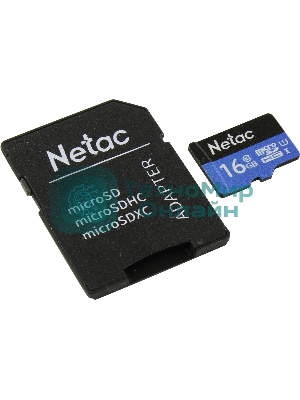 Флеш карта microSDHC 16Gb Netac P500 NT02P500STN-016G-R (с SD адаптером) 80Mb/s