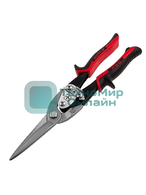 Ножницы по металлу Matrix, удлиненные, 290 мм, прямой рез, CrMo, 2-комп.обрезиненные рук-ки, PRO