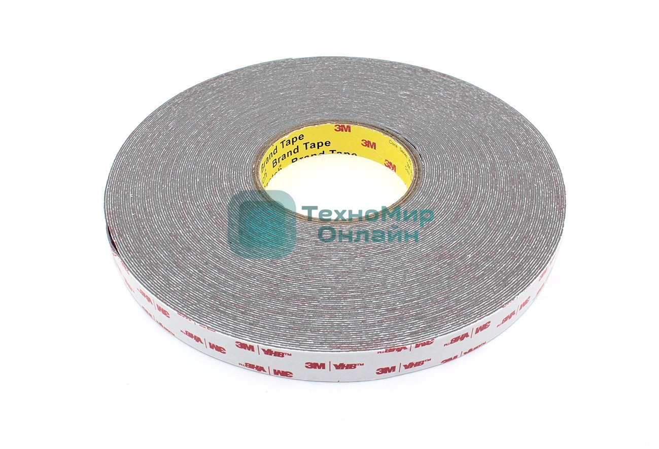 Скотч двусторонний вспененный 3M VHB 20 мм серый, 50 м