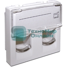 Вставка 45x45 на 2 модуля, со шторкой и увеличенным окном маркировки, белая