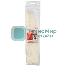 Хомут-стяжкa нейлоновая с тройным замком Rexant 400x4,8 мм, белая, упаковка 100 шт.