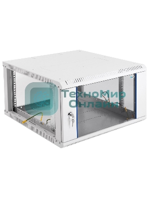 Шкаф телеком. настенный разборный 6U (600х520) дверь стекло, черный (ШРН-Э-6.500-9005)