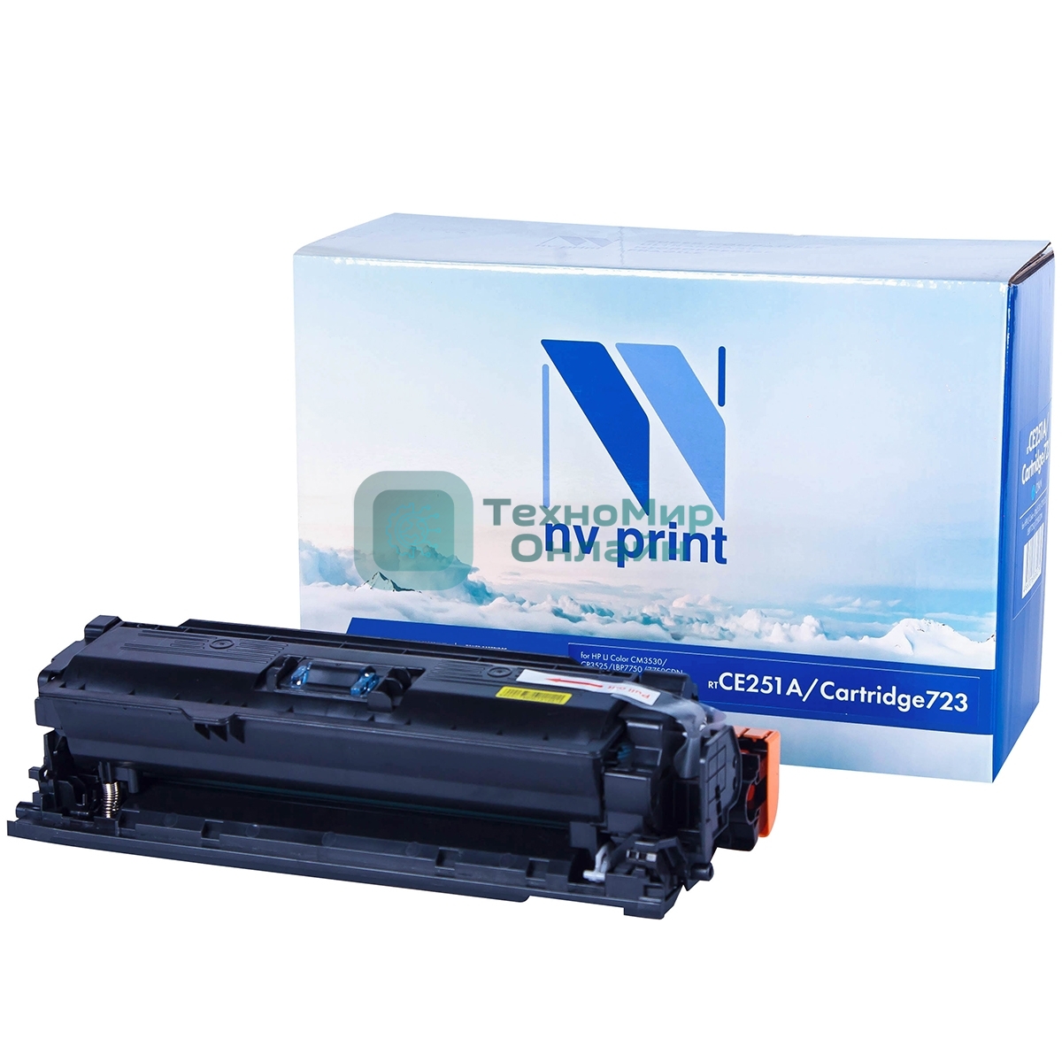 Картридж лазерный NVPrint совместимый HP CE251A/Canon 723 Cyan для LaserJet Color CP3525/CP3525dn/CP3525n/CP3525x/CM3530/CM3530fs/Canon i-SENSYS LBP7750Cdn (7000k)