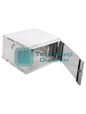 Шкаф телеком. настенный разборный 6U (600х520) дверь стекло, черный (ШРН-Э-6.500-9005)