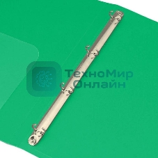 Папка на 4-х кольцах Бюрократ -0827/4RGRN A4, пластик, 0.7мм корешок 27мм, внутренний и торцевой карман, зеленый