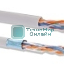 Кабель связи витая пара U/UTP, cat.5e, 4 пары 24AWG solid, 305м, ПВХ, серый
