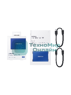 Внешний SSD Samsung T7, 1TB, USB 3.2 Gen 2 Type-C, R/W 1050/1000, синий