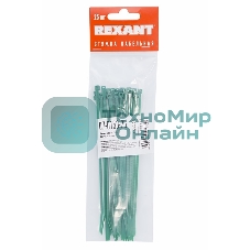 Хомут-стяжкa нeйлонoвая Rexant 150x2,5 мм, зеленая, упаковка 25 шт.